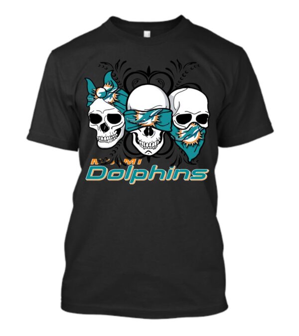Miami Dolphins T Shirt 3 Skull