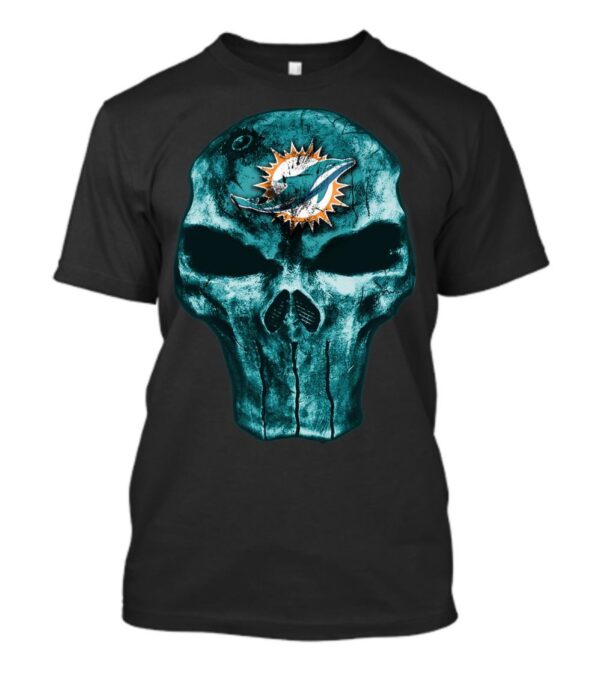 Miami Dolphins T Shirt Skull V4