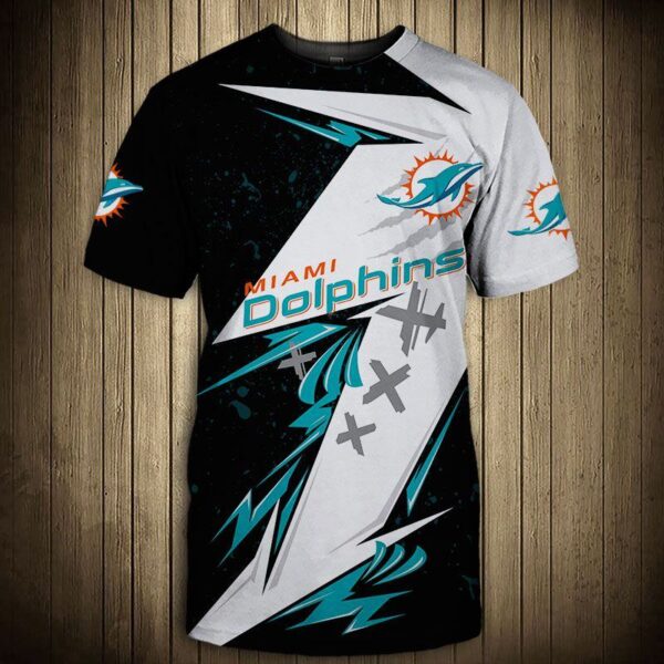 Miami Dolphins football 3d T shirt Thunder graphic