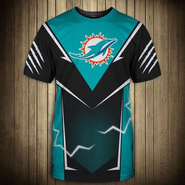 Miami Dolphins football 3d T shirts lightning graphic