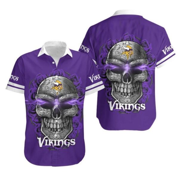 Minnesota Vikings Sugar Skull NFL Hawaiian Shirt For Fans