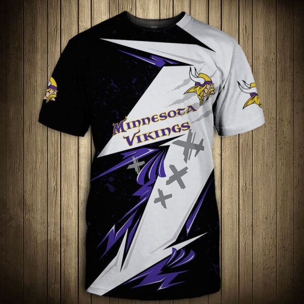 Minnesota Vikings football 3d T shirt Thunder graphic