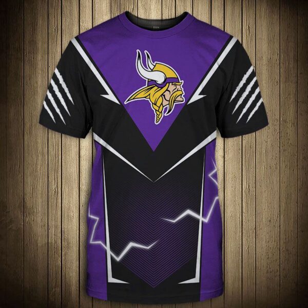 Minnesota Vikings football 3d T shirts lightning graphic