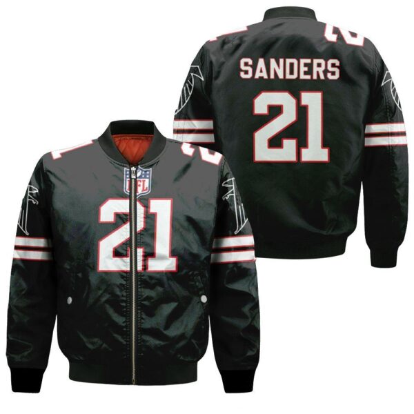 NFL Atlanta Falcons Sanders 21 black cool bomber jacket