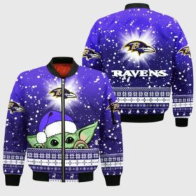 NFL Baltimore Ravens Chrismas Bomber Jacket Hoodie T-shirt