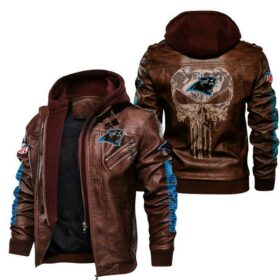 NFL Carolina Panthers Punisher Skull Leather Jacket custom fan
