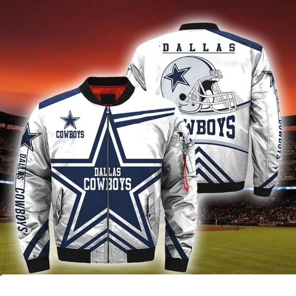 NFL Dallas Cowboys Bomber Jacket White Cheap For Fans