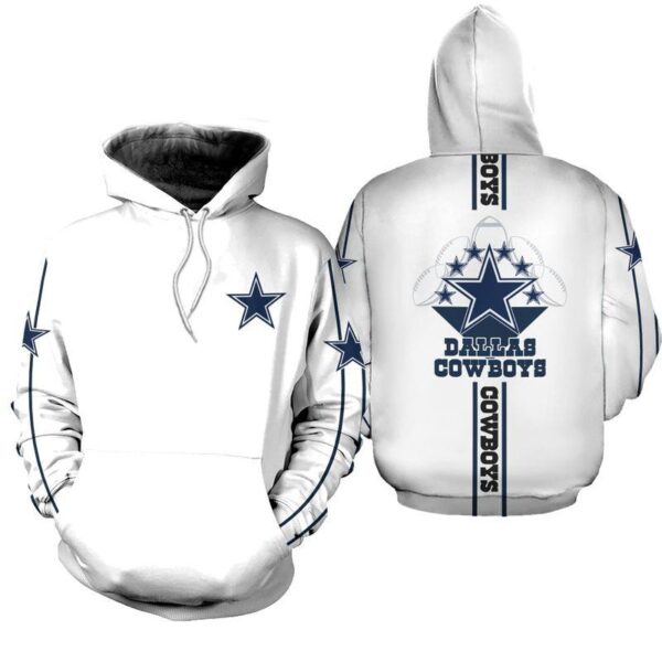 NFL Dallas Cowboys Hoodie White Limited Edition All Over Print