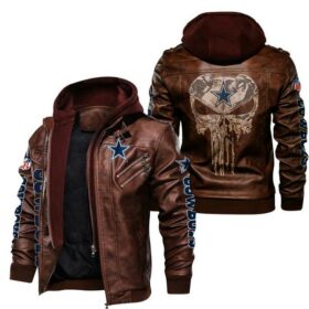 NFL Dallas Cowboys Punisher Skull Leather Jacket custom fan