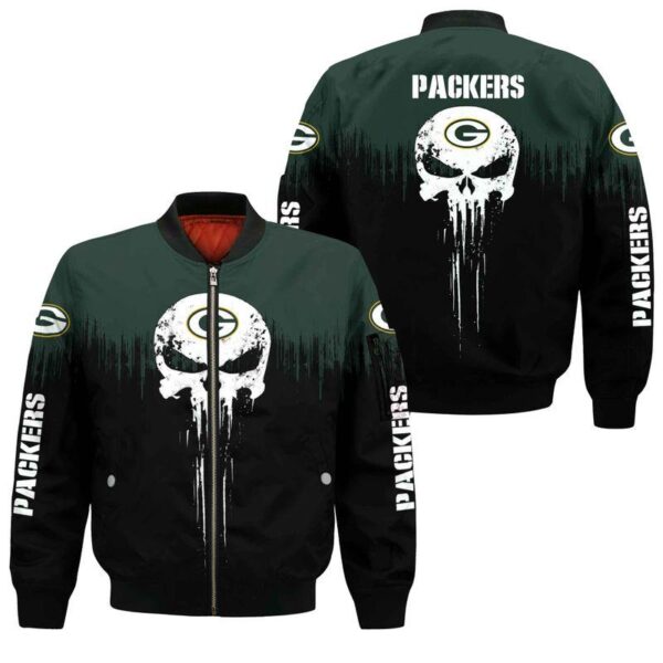 NFL Green Bay Packers Bomber Jacket Skull Limited Edition All Over Full 3D Print