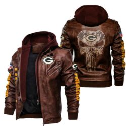 NFL Green Bay Packers Punisher Skull Leather Jacket custom fan