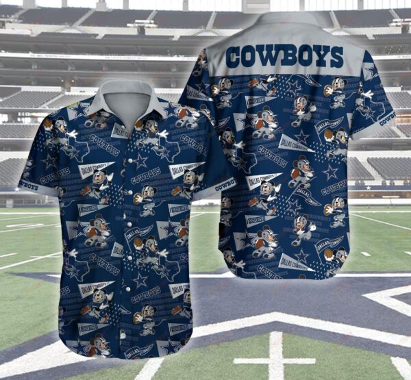 NFL Hawaiian Shirt Dallas Cowboys Football Logo Mickey Mouse 3D