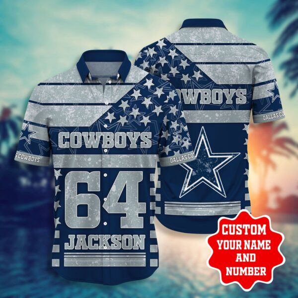 NFL Hawaiian Shirt Dallas Cowboys Shorts star 3D Custom Name Number