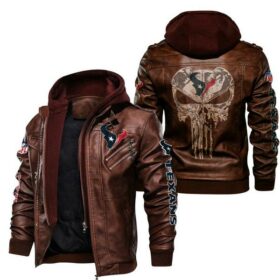 NFL Houston Texans Punisher Skull Leather Jacket custom for fan
