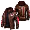 NFL Kansas City Chiefs Leather Jacket Flag