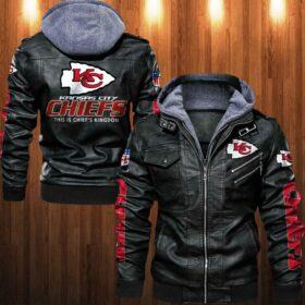NFL Kansas City Chiefs big logo Leather Jacket custom For Fans