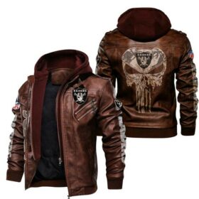NFL Las Vegas Raiders Punisher Skull Leather Jacket custom for fan