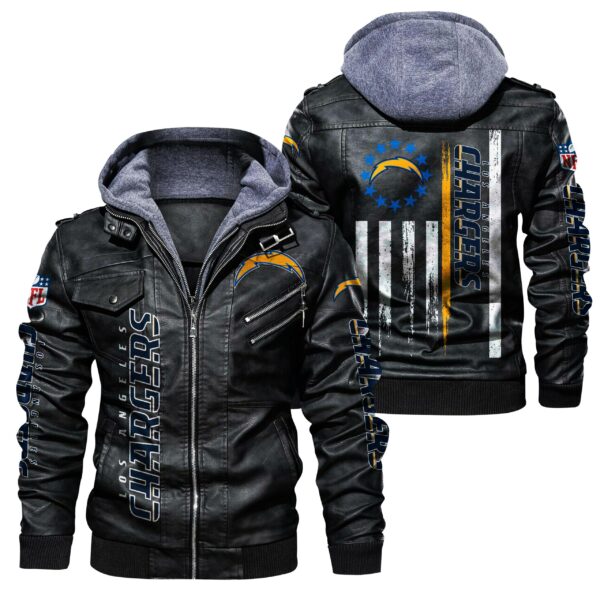 NFL Los Angeles Chargers Leather Jacket Flag
