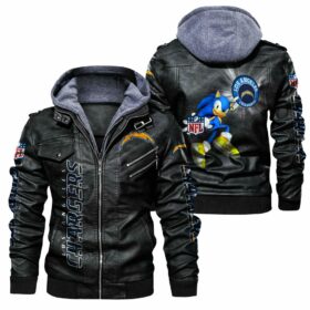 NFL Los Angeles Chargers Leather Jacket Sonic Black