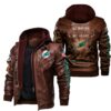 NFL Miami Dolphins Leather Jacket No Matter Where I Am My Heart Brown
