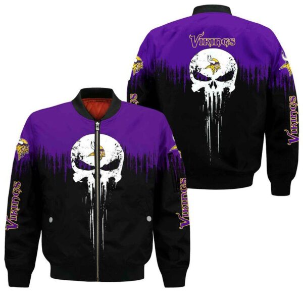 NFL Minnesota Vikings Bomber Jacket Skull Limited Edition All Over Full 3D Print