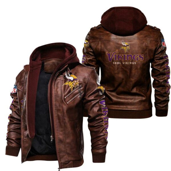 NFL Minnesota Vikings Leather Jacket Brown Skol Vikings