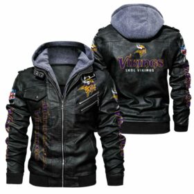 NFL Minnesota Vikings Leather Jacket Skol Vikings Black