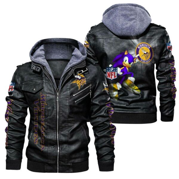NFL Minnesota Vikings Sonic Black football Leather Jacket