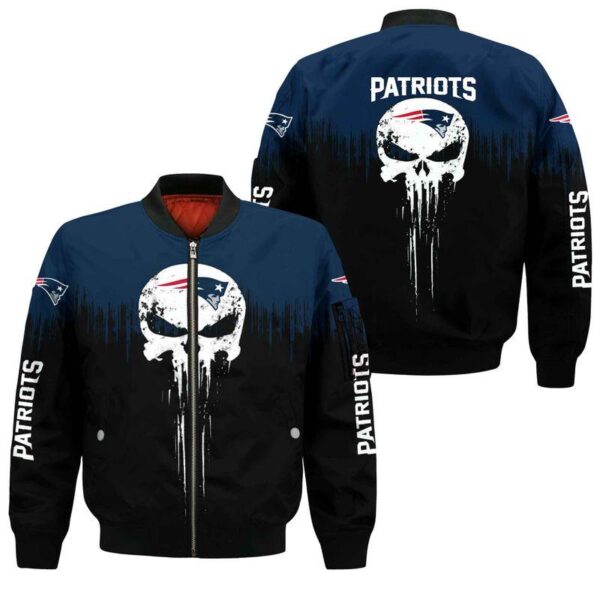 NFL New England Patriots Bomber Jacket Skull Limited Edition All Over Full 3D Print
