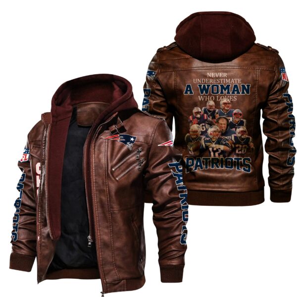NFL New England Patriots Leather Jacket For Fans Brown