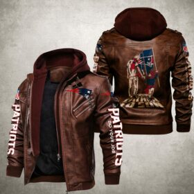 NFL New England Patriots Leather Jacket From Father And Son Brown