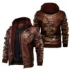 NFL New Orleans Saints Leather Jacket Brown For Fans