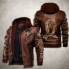 NFL New Orleans Saints Leather Jacket Brown From Father And Son