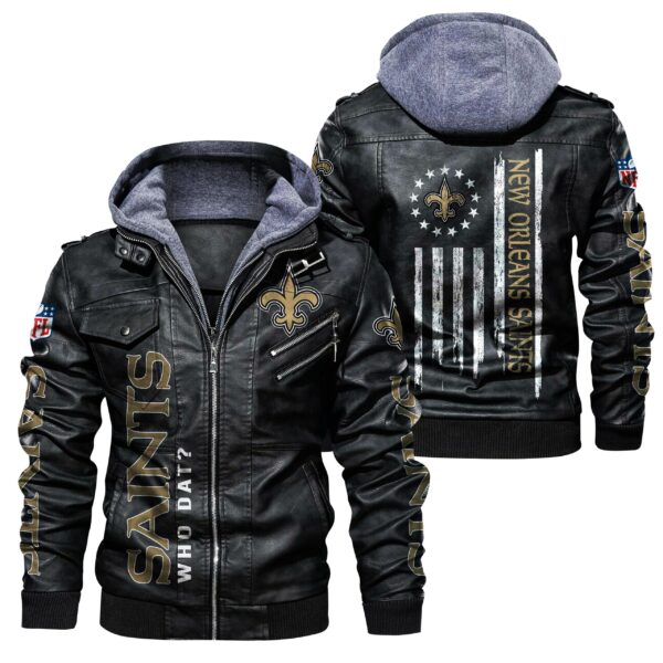 NFL New Orleans Saints Leather Jacket Flag