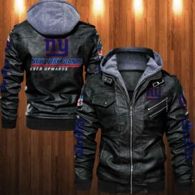 NFL New York Giants Leather Jacket Ever Upwards Black