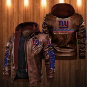 NFL New York Giants Leather Jacket Ever Upwards Brown