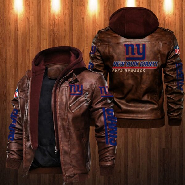 NFL New York Giants Leather Jacket Ever Upwards Brown