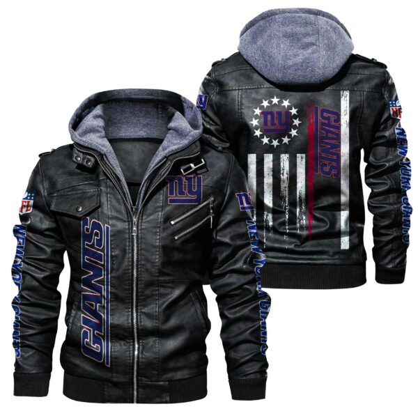 NFL New York Giants Leather Jacket Flag