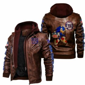 NFL New York Giants Leather Jacket Sonic 3D Brown