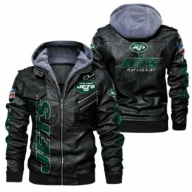 NFL New York Jets Black Leather Jacket Play Like A Jet