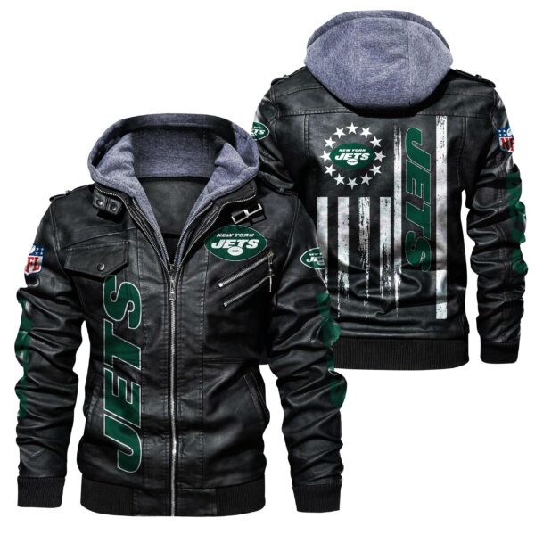 NFL New York Jets Leather Jacket Flag