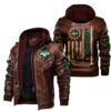 NFL New York Jets Leather Jacket Flag Brown