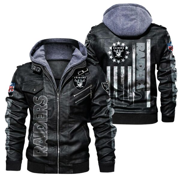 NFL Oakland Raiders Leather Jacket Flag