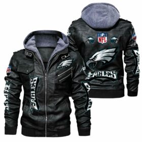 NFL Philadelphia Eagles Leather Jacket Black For Fans