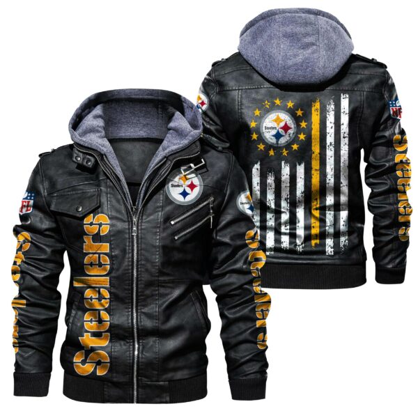 NFL Pittsburgh Steelers Leather Jacket Flag American