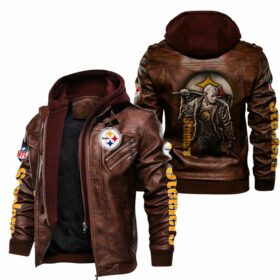 NFL Pittsburgh Steelers Leather Jacket For Fans Brown