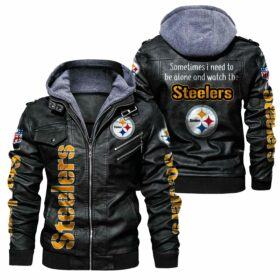 NFL Pittsburgh Steelers Leather Jacket Quotes Brown