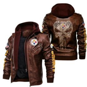 NFL Pittsburgh Steelers Punisher Skull Leather Jacket custom for fan