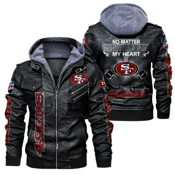 NFL San Francisco 49ers Leather Jacket No Matter Wherre I Am My Heart