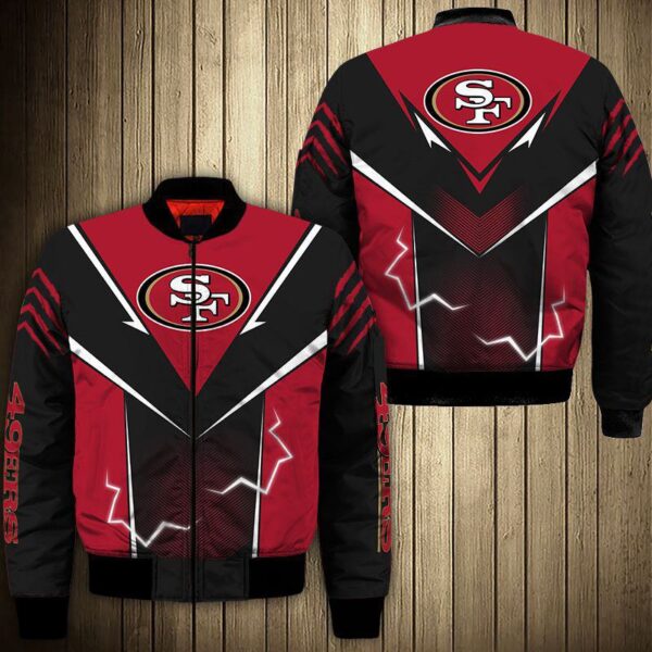 NFL San Francisco 49ers bomber Jacket Lightning Graphic